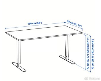 Bílý polohovací stůl Ikea (Trotten) - 4