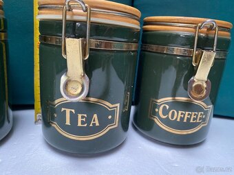 keramických dóz – Sugar / Tea / Coffee – vintage styl - 4