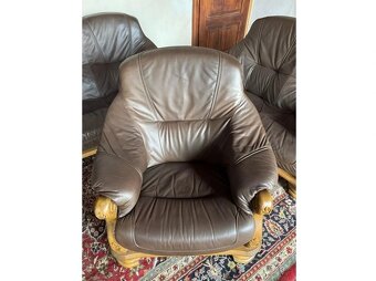 Dubová rustikální kožená sedačka, 3788 - 4