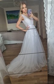 Nové bílé svatební šaty L-xl - 4