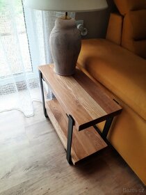 Dubový stolek, odkládací, 2 patra - 4