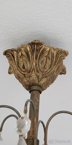 Mosazný lustr s křištálovými ověsy - 4