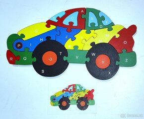 PUZZLE AUTO EDUKATIVNÍ SKLÁDAČKA OBOUSTRANNÉ ČÍSLA I ABECEDA - 4