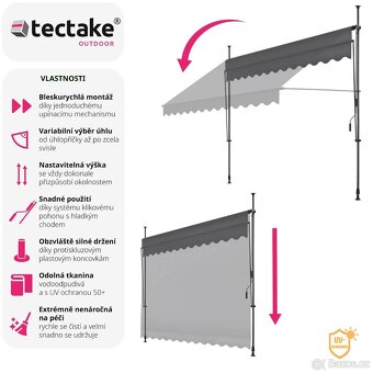 Balkónová upínací markýza béžová 3x1,8m - 4