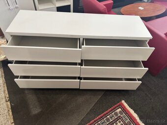 Hezká bílá dlouhá 6 šuplíková komoda IKEA MALM - 4