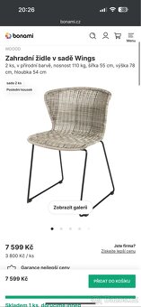 4x zahradní židle Wings - PC 14.000 - umělý ratan - 4