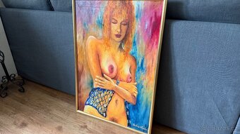 Starý velký malovaný obraz . Malíř Vladimír Cerha - 4