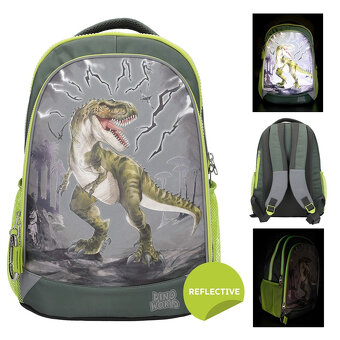 Školní batoh Dino World T-Rex v bouřce,reflexní + penál - 4