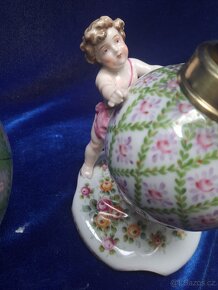 Porcelánová, figurální lampa, petrolejová - 4