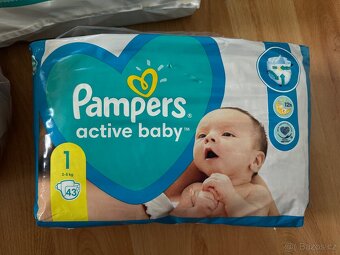 Plenky pampers premium care 1, 144ks,active baby 43ks, dada1 - 4
