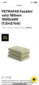 PETRAFAS Fasádní vata 180mm 1000x600 (1,2m2/bal) - 4