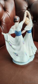 starožitná porcelánová soška Royal dux, tanečnice art deco - 4
