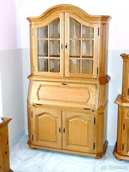 rustikální sekretář s nadstavbou v hnědo světlé barvě - 4