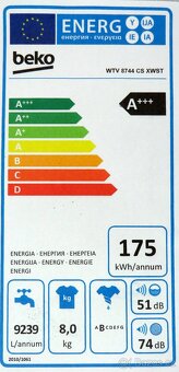 Pračka Beko A+++ 8kg 1400 ot/min. ZÁRUKA WTV8744CSXWST Ší - 4