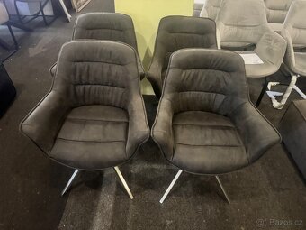 Nové 4x jídelní židle - křesílka tmavě šedé - 4