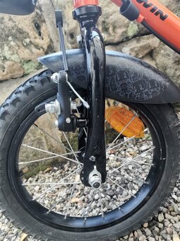 Dětské kolo BTWIN 14 + přídavná kolečka+ vodici tyč+ košík - 4