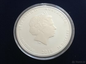 1 kg stříbrná barevná mince pes 2018 - originál - 4
