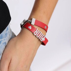 Dior ORIGINÁL náramek/ choker matný červený se srdíčkem - 4