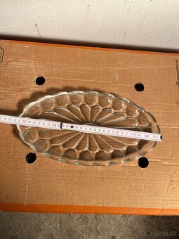 Oválná skleněná miska/tác - Broušený dekor - 4