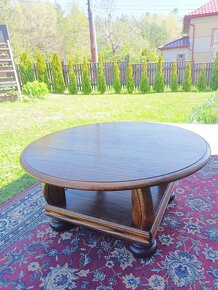 Rustikální dubový stolek se spodní deskou - kulatý . - 4