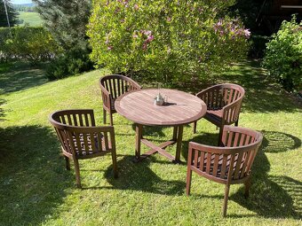 Zahradní stůl s křesílky – materiál teak - 4