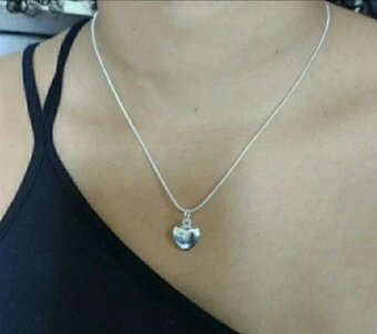 Nový dámský stříbrný náhrdelník řetízek na krk srdce - 4