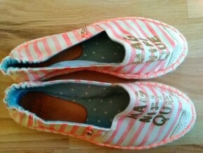 Nové espadrilky pruhované béžovo korálová - 4