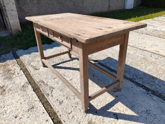 Starožitný velký  hospodský stůl se 2 šuplíky - 4