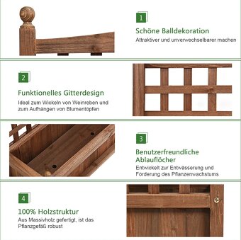 Květinový truhlík COSTWAY s mříží - 4