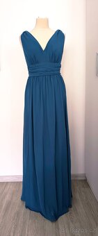 Petrolejové plesové šaty - 4