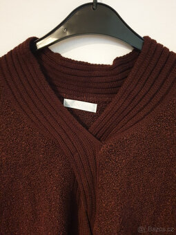Bordó vínové pončo svetr přehoz M-XL 38-42 - 4