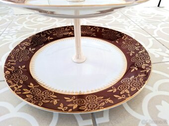 Třípatrový porcelánový talíř MZ Czechoslovakia na dezerty - 4
