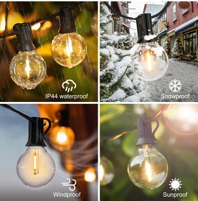 Venkovní světla napájená ze sítě, 30m G40 50 LED žárovek - 4