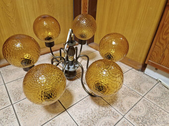 Mosazný šestiramenný retro lustr - 4