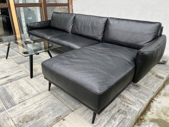 Kožená rohová sedačka se stolem - AKCE doprava - 4