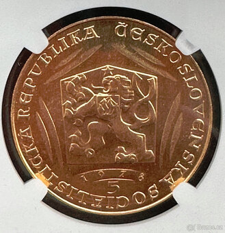 Zlatý 5 dukát Karel IV. 1978 NGC MS65 - 4