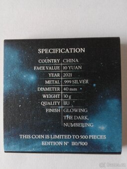 Stříbrná mince v modré barvě China Panda 2021 číslovaná - 4