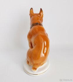 Starožitná porcelánová figura buldočka - Lomonosov Petrohrad - 4