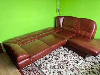 Kožená rohová sedací souprava s křesly - 4