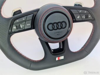 VYHRIEVANY AUDI Kožený volant Červená niť +AIRBAG + F1 PADLA - 4