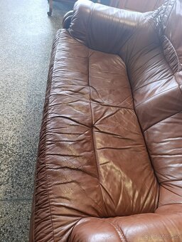 Rustikální kožená sedačka, dvousedačka, masív - 4