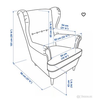Prodám křeslo IKEA STRANDMON s podnožkou – černobílý pepito - 4
