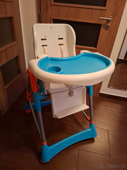 Dětská jídelní stolička modro-bílá - 4