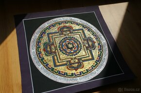 Ručně malovaná tibetská mandala thangka z Indie 5 - 4