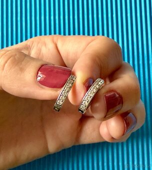 Stříbrné (Ag) rhodiované náušnice kroužky, zikonky, sleva. - 4