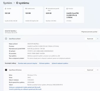 HP ProDesk 400 G3 SFF,i3-6100,WIN 11,HDD 1TB,RAM 8GB - 4