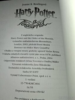 Kniha - Harry Potter a fénixův řád (2004). - 4