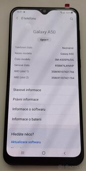 Prodám mobil Samsung Galaxy A50, 4GB/128GB, Stav A++ - 4