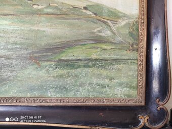 Starožitný blondelový rám s neznámým obrazem - 4
