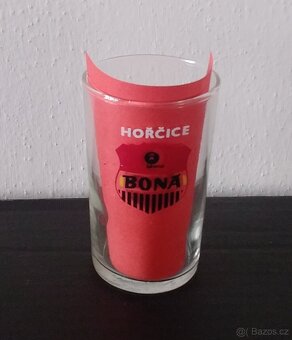 Dvě retro skleničky od hořčice fy Labena - 4